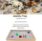 Velvet Stackable Jewelry Tray, Wood Flat Organizer Tray Drawer for Necklace Bracelet Ring Showcase Display(Grey)