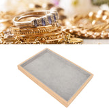 Velvet Stackable Jewelry Tray, Wood Flat Organizer Tray Drawer for Necklace Bracelet Ring Showcase Display(Grey)