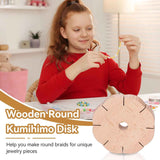 Kumihimo Disk 8 Slots, Wooden Round Wood Braiding Plate Hand Rope Beading Cord Disc DIY Bracelet Loom Weaving Board