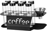 Coffee Bean Storage Containers - 8-pack Glass Jars for Storing Coffee Beans - Transparent Storage Containers, Reagent Racks, One-Way Valve - Portable Storage Jars