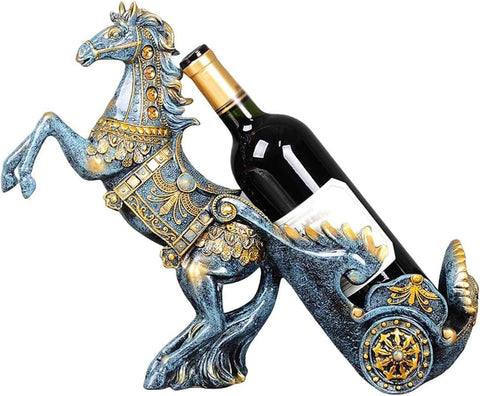 Wine rack standard - High table standard for wine accessories for one bottle - Wine rack in the shape of a resin horse - Kitchen decoration, Dining room decoration, Craftsmanship