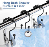 Matzwarte shower curtain hooks (12-pack) - Double hooks made of stainless steel - Hooks with smooth rolling action - Suitable for shower curtains up to 3.3 cm thick - Suitable for shower curtains and waterproof liners. (black)
