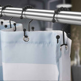 Matzwarte shower curtain hooks (12-pack) - Double hooks made of stainless steel - Hooks with smooth rolling action - Suitable for shower curtains up to 3.3 cm thick - Suitable for shower curtains and waterproof liners. (black)