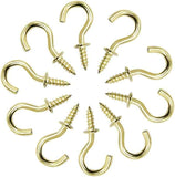 Biaungdo 200 Pcs 1/2" Gold Ceiling Hooks: Metal, Rust Resistant, 200 Mini Screw Hooks for Hanging Lightweight Items