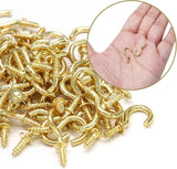 Biaungdo 200 Pcs 1/2" Gold Ceiling Hooks: Metal, Rust Resistant, 200 Mini Screw Hooks for Hanging Lightweight Items