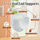 Biaungdo 1-1/4 Inch Stainless Steel Closet Rod End Supports, 2 Pcs White Heavy Duty Wardrobe Rod Brackets Closet Pole Sockets Flange Rod Holder, U-Shaped