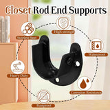 Biaungdo 1-1/4 Inch Stainless Steel Closet Rod End Supports, 4 Pcs Black Heavy Duty Wardrobe Rod Brackets Closet Pole Sockets Flange Rod Holder, U-Shaped