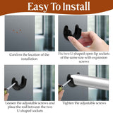 Biaungdo 1-1/4 Inch Stainless Steel Closet Rod End Supports, 4 Pcs Black Heavy Duty Wardrobe Rod Brackets Closet Pole Sockets Flange Rod Holder, U-Shaped