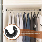 Biaungdo 1-1/4 Inch Stainless Steel Closet Rod End Supports, 4 Pcs Black Heavy Duty Wardrobe Rod Brackets Closet Pole Sockets Flange Rod Holder, U-Shaped