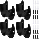 Biaungdo 1-1/4 Inch Stainless Steel Closet Rod End Supports, 4 Pcs Black Heavy Duty Wardrobe Rod Brackets Closet Pole Sockets Flange Rod Holder, U-Shaped
