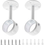 Biaungdo 2 Pcs 1-1/4 Inch Curtain Rod Ceiling-Mount Bracket,Stainless Steel Flange Rod Holder Shower Curtain Closet Rod Holder Ceiling Curtain Rod Brackets with Anchor Screw Kit,White,Locking Design