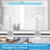 Biaungdo 2 Pcs 1-1/4 Inch Curtain Rod Ceiling-Mount Bracket,Stainless Steel Flange Rod Holder Shower Curtain Closet Rod Holder Ceiling Curtain Rod Brackets with Anchor Screw Kit,White,Locking Design