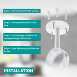 Biaungdo 2 Pcs 1-1/4 Inch Curtain Rod Ceiling-Mount Bracket,Stainless Steel Flange Rod Holder Shower Curtain Closet Rod Holder Ceiling Curtain Rod Brackets with Anchor Screw Kit,White,Locking Design