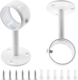 Biaungdo 2 Pcs 1-1/4 Inch Curtain Rod Ceiling-Mount Bracket,Stainless Steel Flange Rod Holder Shower Curtain Closet Rod Holder Ceiling Curtain Rod Brackets with Anchor Screw Kit,White,Locking Design