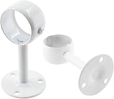 Biaungdo 2 Pcs 1-1/4 Inch Curtain Rod Ceiling-Mount Bracket,Stainless Steel Flange Rod Holder Shower Curtain Closet Rod Holder Ceiling Curtain Rod Brackets with Anchor Screw Kit,White,Locking Design