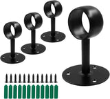 Biaungdo 1-1/2 Inch Curtain Rod Ceiling-Mount Bracket, Stainless Steel Flange Rod Holder Shower Curtain Closet Rod Holder Ceiling Curtain Rod Brackets with Anchor Screw Kit, 4Pcs - Black