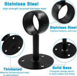 Biaungdo 1-1/2 Inch Curtain Rod Ceiling-Mount Bracket, Stainless Steel Flange Rod Holder Shower Curtain Closet Rod Holder Ceiling Curtain Rod Brackets with Anchor Screw Kit, 4Pcs - Black