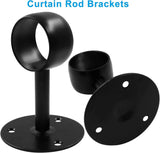Biaungdo 1-1/2 Inch Curtain Rod Ceiling-Mount Bracket, Stainless Steel Flange Rod Holder Shower Curtain Closet Rod Holder Ceiling Curtain Rod Brackets with Anchor Screw Kit, 4Pcs - Black