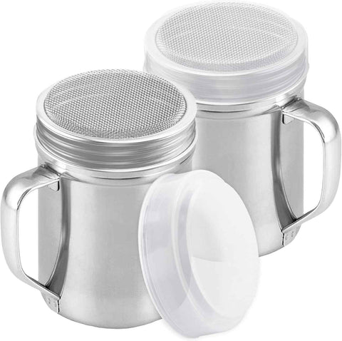 Powdered Sugar Shaker Duster - With Handle - Cinnamon Shaker or Coee Bar - ine Mesh Dredge - 6 ounce, pack o 2 | Style: ine