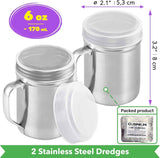 Powdered Sugar Shaker Duster - With Handle - Cinnamon Shaker or Coee Bar - ine Mesh Dredge - 6 ounce, pack o 2 | Style: ine
