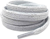 Thick lat Shoelaces Gold Silver Silk Tightly Woven Shoe Laces 2 Pair