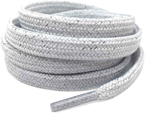 Thick lat Shoelaces Gold Silver Silk Tightly Woven Shoe Laces 2 Pair