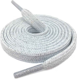 Thick lat Shoelaces Gold Silver Silk Tightly Woven Shoe Laces 2 Pair