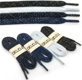 Thick lat Shoelaces Gold Silver Silk Tightly Woven Shoe Laces 2 Pair