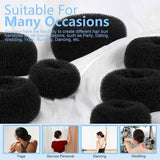 Hair Bun Maker Set- 8 PCS Hair Donuts or Buns (2 Extra-large,2 Large,2 Medium and 2 Small), 40 PCS Bobby Pins, 5 PCS Hair Elastic Ties Black,Bun Maker - Black