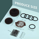 6 PCS Hair Bun Makers or Kids, 10 Invisible Bun Nets or Ballet Girls, 3PCS Extra Small 3PCS Small Donut Buns or Hair Kids, Bun Makers Hair Nets or Buns with 5 Elastics 20 Pins (Brown)