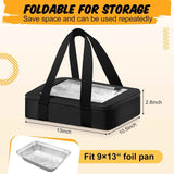 2 Pcs Foil Pan Carrier with Lid, Oxford Cloth Foil Pan Holder with Handle for Hot or Cold Food, Fits 9" x 13" Baking Dish, Stackable Food Warmer Tote for Parties/picnic/cookouts