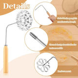 6 Pcs Rosette Iron Mold Set Bunuelos Mold with Handle Cooking Stamp Maker Kit Cookie Cutter Aluminum Alloy Waffle Maker with 3 Interchangeable Head Star Flower Circle(Wood)