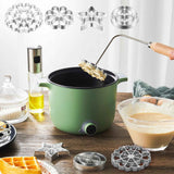 6 Pcs Rosette Iron Mold Set Bunuelos Mold with Handle Cooking Stamp Maker Kit Cookie Cutter Aluminum Alloy Waffle Maker with 3 Interchangeable Head Star Flower Circle(Wood)