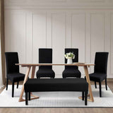 FORCHEER Dining Chair Covers and Bench Covers Set Waterproof Black Jacquard 4 Dining Room Chair and Bench Slipcover Washable