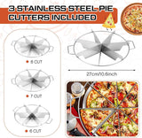 3 Pieces 8-cut, 7-cut and 6-cut Pie Cutter 10.6 Inches Diameter Stainless Steel Pie Slicer Rust Proof Cake Divider with Side Handle Pie Cutter Press for Commercial Home