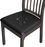 FORCHEER Waterproof PU Leather Chair Seat Covers Set of 4 Black Stretch Dining Room Chair seat Covers Kitchen Chair Seat Slipcovers 18inch Removable Washable