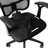 Leather Look Office Chair Seat Covers Set of 2 Black 20inch Square Stretch Seat Slipcovers for Dining Chair Cushions Removable Washable