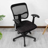 Leather Look Office Chair Seat Covers Set of 2 Black 20inch Square Stretch Seat Slipcovers for Dining Chair Cushions Removable Washable