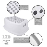 Step Stool or Kids (2 Pack), Toddlers Stool or Potty Training, Bathroom, Kitchen, Bedroom, Toy Room and Living Room. Toilet Stools with Sot Anti-Slip Grips or Saety, Stackable (Grey)