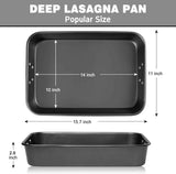 Lasagna Pan with Handles, 15x10x3 Inch Bakeware or Oven, Nonstick Rectangular Roasting Pan, Deep Baking Dish or Cake and Brownie, Heavy Duty