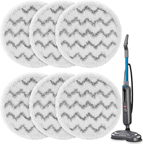 6 Pack 3897A / 3712 Rotating Steam Mop Pads Replacement or Bissell SpinWave SmartSteam Scrubbing Steam Mop Cleaner 【Models 3897A/3712 ONLY】, Washable Reuseable Reill Pads