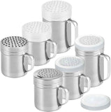 10 (2pcs) + 14oz o each Metal Salt Pepper Dredge + Parmesan Cheese Shakers - with Handles and Caps Bundle