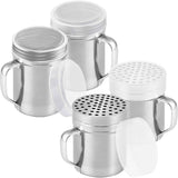 [2-pack] 10oz Metal Cheese Shaker with Large Holes, [2-pack] 10oz Powdered Sugar Shaker with ine Mesh - With Handle and Lids