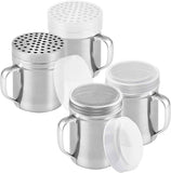 [2-pack] 6oz Powdered Shaker with ine Mesh, [2-pack] 10oz Metal Parmesan Cheese Shaker with Large Holes - with Handle and Plastic Cap