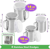 [2-pack] 10 Oz + [2-pack] 14 Oz ine Mesh Shakers With Handle and Lids