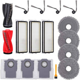 Replacement Parts Accessories Kit or  Qrevo S5V/Qrevo Curv/Qrevo Curv S5X/Qrevo Edge S5A Series Robot Vacuum Cleaner - 1 Main Brush, 3 HEPA ilters, 3 Dust Bags, 4 Mop Pads, 4 Side Brushes