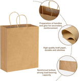 Moretoes 50pcs Brown Kraft Paper Bags - 10x5x13 Inches, Handles, Bulk - Retail & Shopping Bags for Birthday & Wedding Party Favors