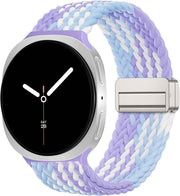 Magnetic Braided Band Compatible with Samsung Galaxy Watch 8 Band 40mm 44mm/Galaxy Watch 8 Classic 46mm Women Men, Stretchy Nylon Fabric Sport Strap No Gap Soft Comfort Wristband Accessories