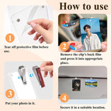 4 Packs Car Picture Holder Car Sun Visor Photo Holder Acrylic Magnetic Picture Clips, Personalized Vehicle Accessories for Family Personal Photos, Transparent, 3.52 x 2.34 in