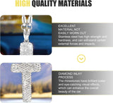 Car Hanging Ornament, Bling Cross Faith Pendant, Rhinestones-Embedded Rust-Proof Hip Hop Rearview Mirror Decoration Charm, Universal Personality Interior Accessory for Most Cars (Silver)